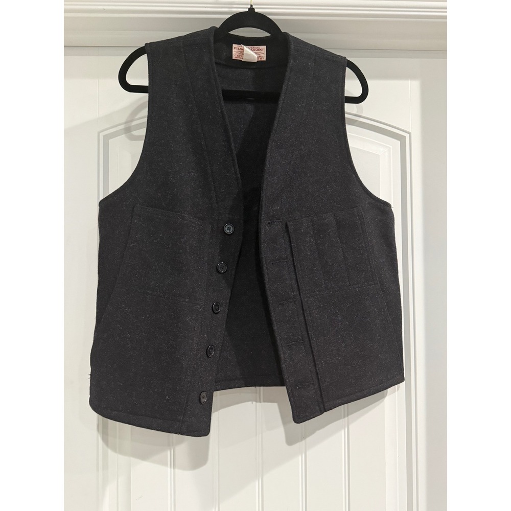 Filson Mackinaw Wool Vest Style 20 Charcoal Gray Mens Size 44 Made in USA